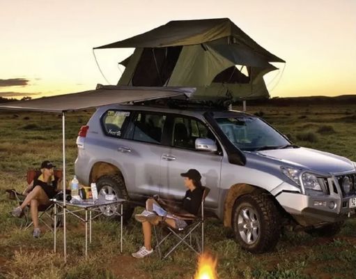 Spacious 2-3 Person Dark Green Car Roof Top Tent Outdoor With Rainfly
